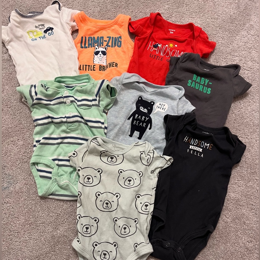 Carter's Set of 8 Assorted Boy Bodysuits Bundle